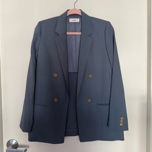 Double-Breasted Slate Blue Spring Blazer for Women